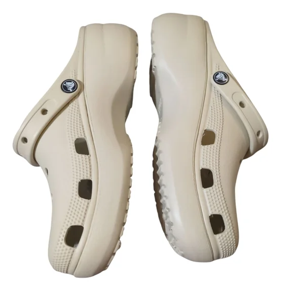 PRICE FIRM Women's Crocs Platform Clogs Bone - Picture 4 of 7